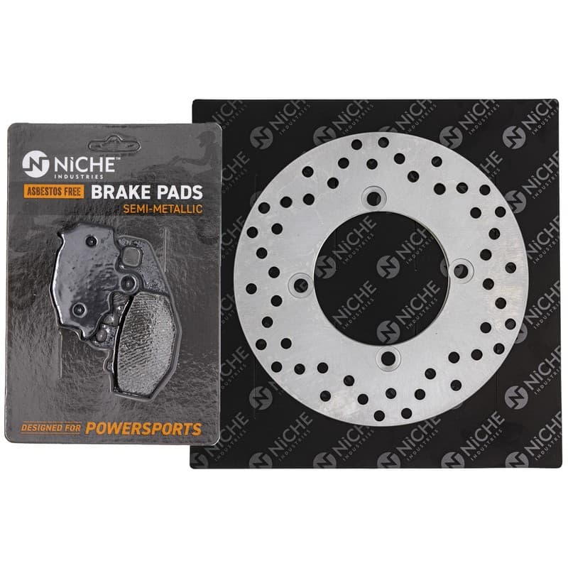 NICHE Rear Brake Rotor Pad Kit for Kawasaki 43082-1213 41080-0037 Semi Metallic