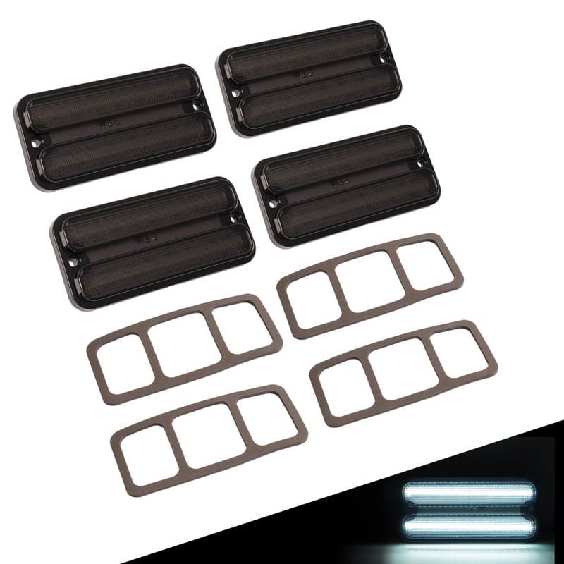 4X LED Side Marker Lights w/Trim For Chevy C10 GMC C15 C25 K15 Pickup 1968-1972