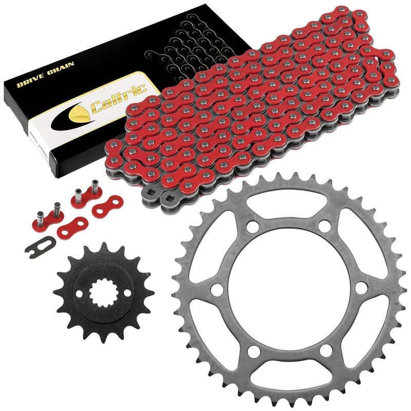 Red Drive Chain And Sprocket Kit for Kawasaki Ninja 500 EX500 1987-1996