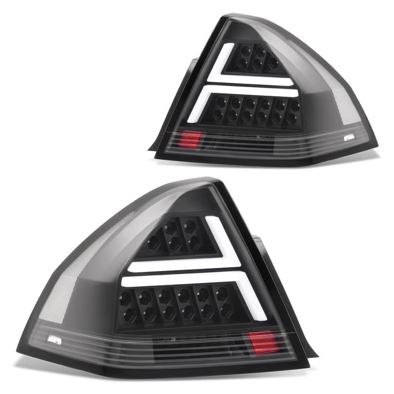 Pair Black LED Tube Tail Lights For Chevy Impala 2006-2013 Limited 14-16 Clear