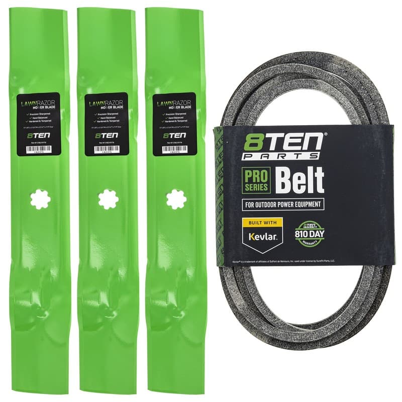 8TEN Blade Belt Kit for John Deere D140 LA145 LA130 48 Inch GY20852 GX21833