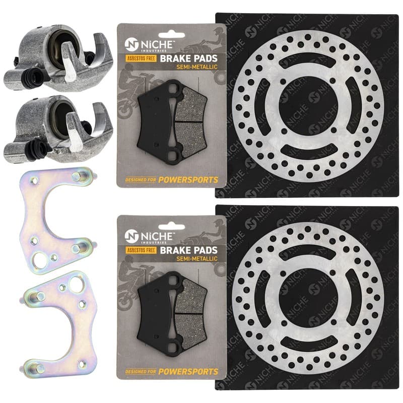 NICHE Front Brake Rotor Caliper Pad Set for Polaris Ranger 425 1910784 1910785