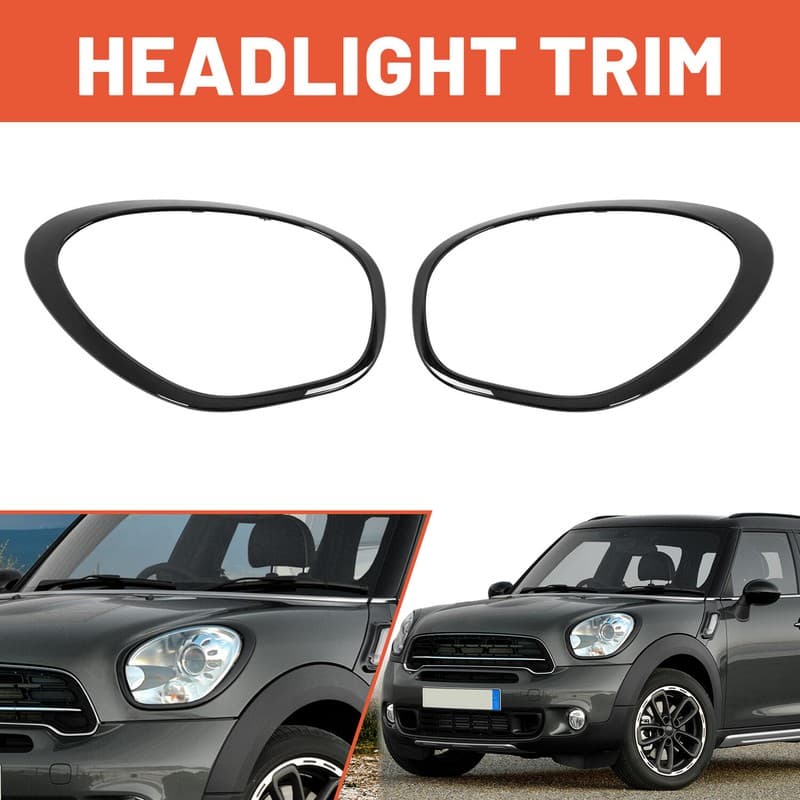 Black Headlight Trim Ring For Mini Cooper Countryman R60 2011-2016 Paceman 13-16