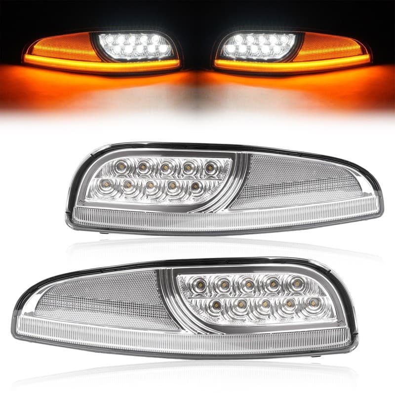 For Chevy Corvette C5 97-04 Clear Sequential LED Signal Lamp Bumper Corner Light