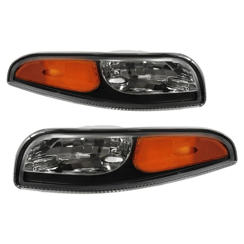 Left & Right Side Black Housing Bumper Signal Lights For 1997-2004 Corvette C5