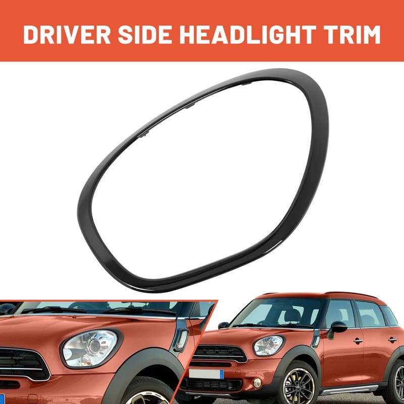 Left Headlight Bezel Trim Ring Black For Mini Cooper Countryman R60 2011-2016