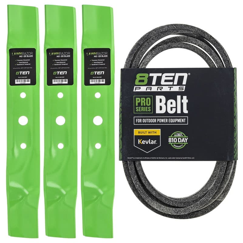 Mower Blades & Deck Belt Kit for John Deere L120 L130