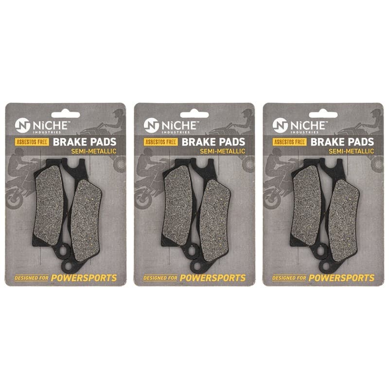 NICHE Brake Pad Set for Can-Am 705601015 Front Rear Left Semi-Metallic 3 Pack