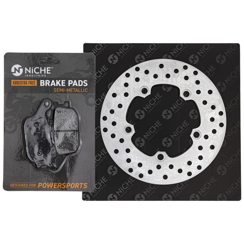 NICHE Rear Right Brake Rotor Pad Kit for Yamaha 5SL-W0046-00-00 Semi Metallic
