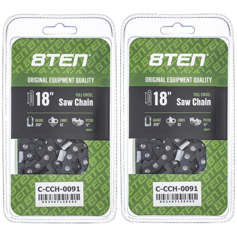 Chainsaw Chain 18 Inch .050 3/8 62DL for Echo CS-400 CS400 CS370 CS-370 2-Pack
