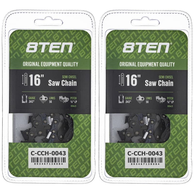 Chainsaw Chain 16 Inch .043 3/8 LP 56DL for Greenworks Brushless 40V 2-Pack