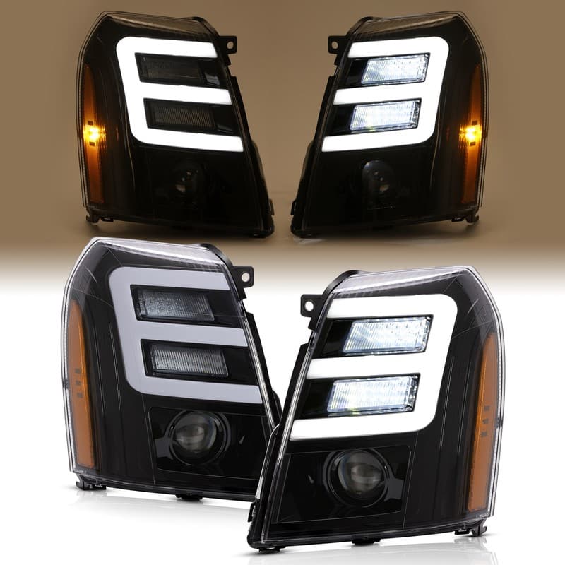 For Cadillac Escalade HID/Xenon 2007-2014 LED DRL Projector Headlights Clear