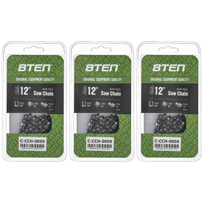 Micro Chisel Chainsaw Chain 12 Inch .043 1/4 64DL for Stihl 36700050064 3 Pack