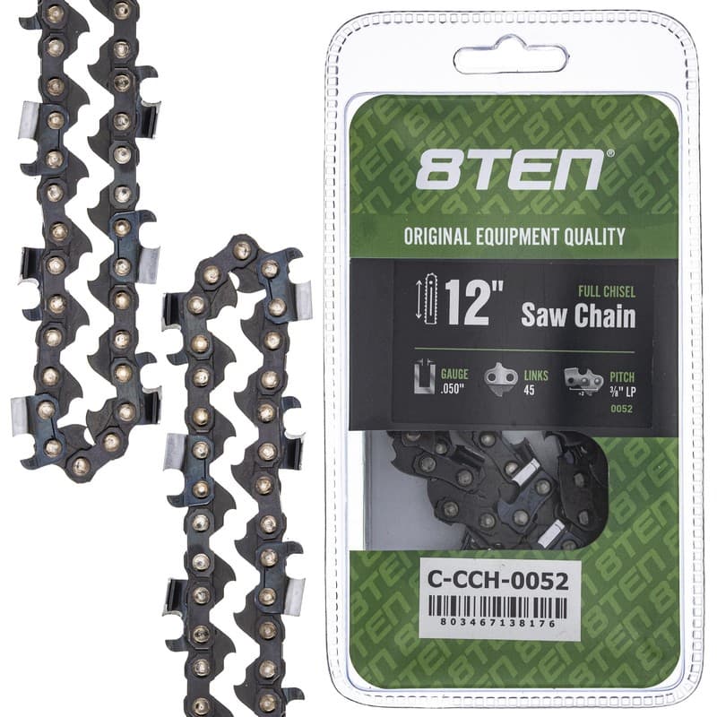 Full Chisel Chainsaw Chain 12 Inch .050 3/8 LP 45DL for Poulan Makita Remington
