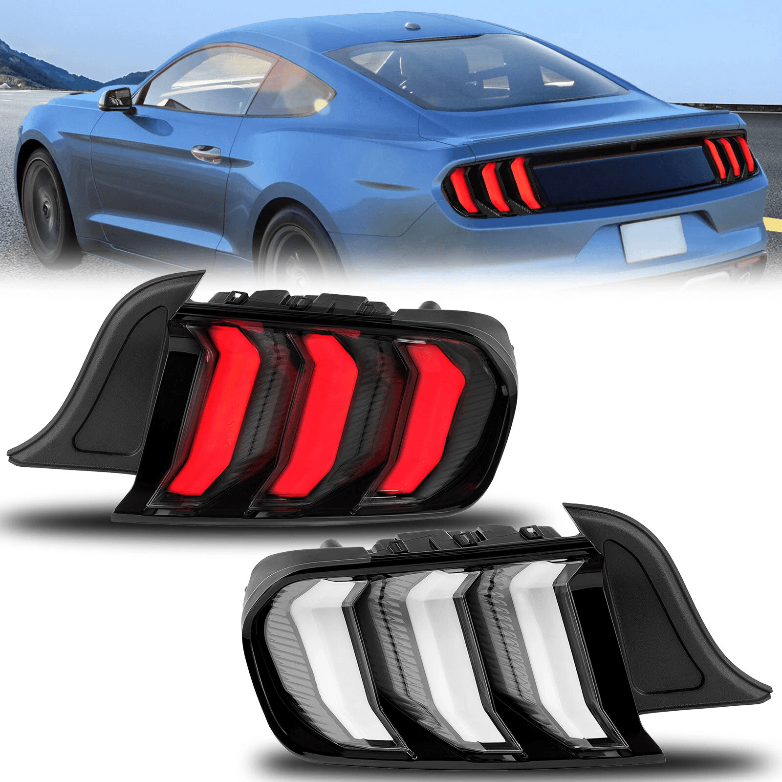For 2015-2022 2023 Ford Mustang Euro Style LED Tail Lights w/Sequential Signal