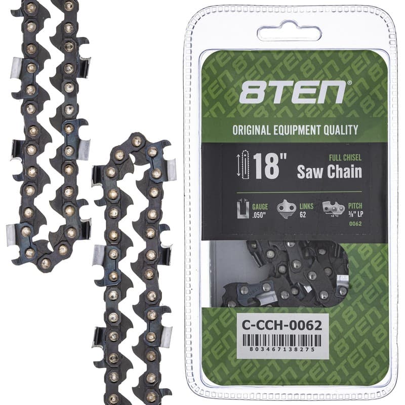 Full Chisel Chainsaw Chain 18 Inch .050 3/8 LP 62 DL for Echo Poulan Craftsman