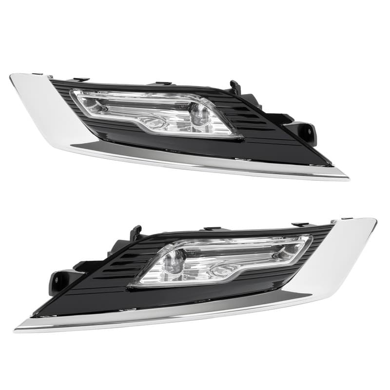 Driver & Passenger Side LED Fog Light Lamp W/Cover Bezel For Ford Fusion 17-18