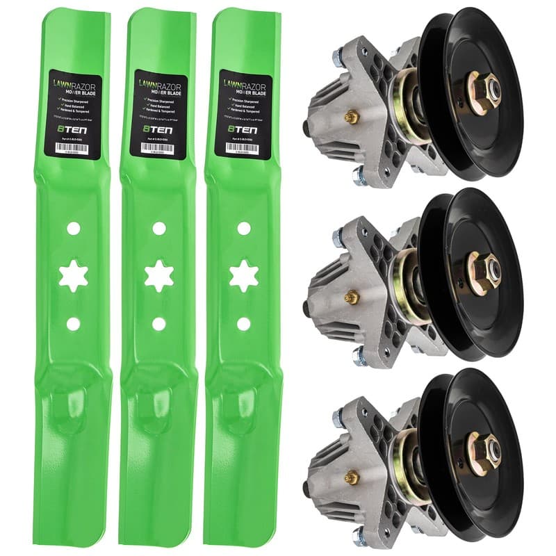 Deck Spindle & Mower Blade Set for Troy-Bilt Super 50 XP Bronco Mustang