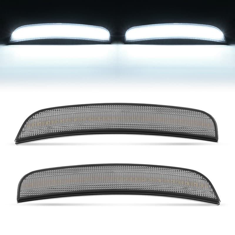 2PCS For Chrysler 300 2015-2023 White Front Fender LED Side Marker Lights Smoked
