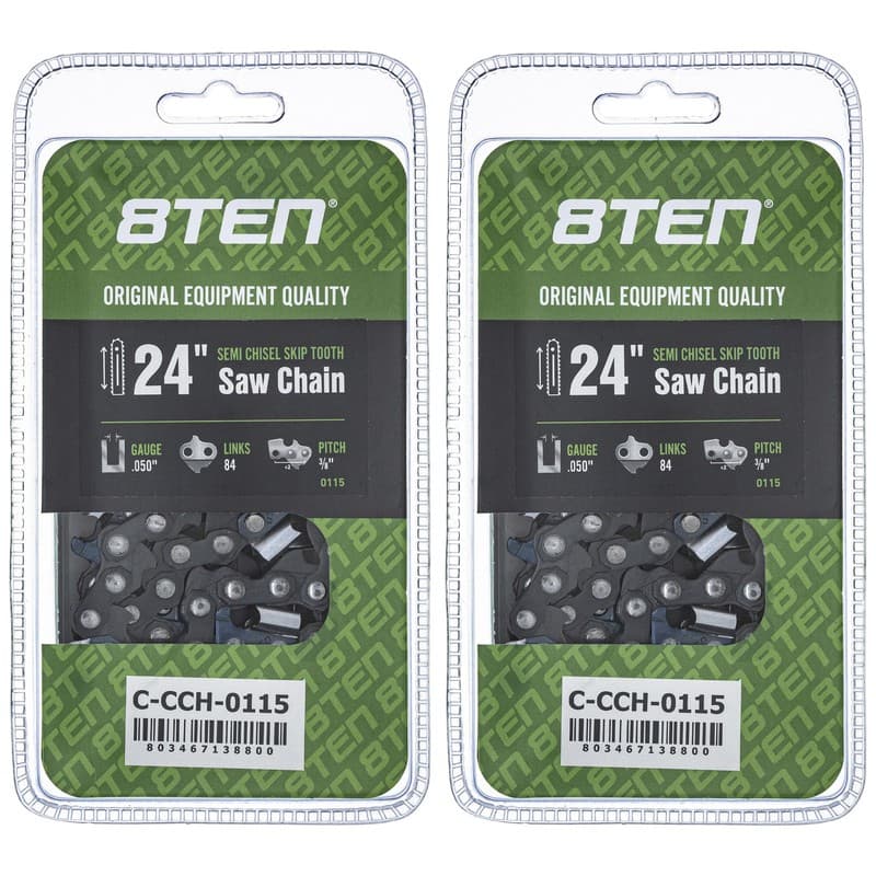 Semi Chisel Skip Tooth Chainsaw Chain 24 Inch .050 3/8 84DL for Stihl 2 Pack