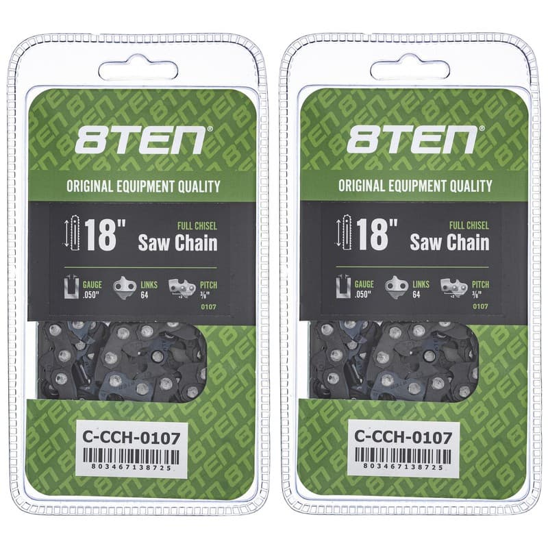 Full Chisel Chainsaw Chain 18 Inch .050 3/8 64DL for Echo Jonsered Makita 2 Pack