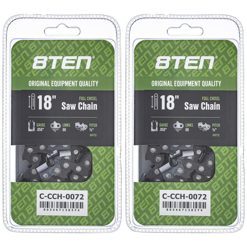 Full Chisel Chainsaw Chain 18 Inch .050 3/8 66DL for Echo Stihl Poulan 2 Pack