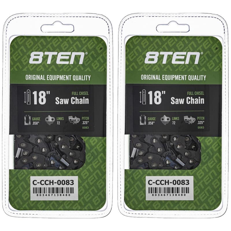Full Chisel Chainsaw Chain 18 Inch .058 .325 72DL for Husqvarna Jonsered 2 Pack