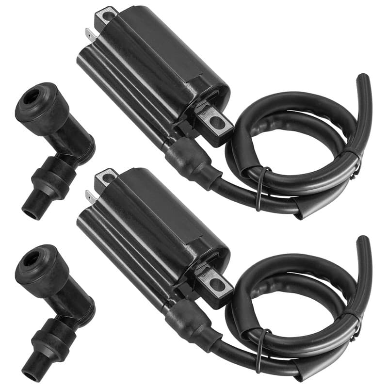 2x Ignition Coil w/Spark Plug Boot Cap for Kawasaki KAF620 Mule 3010 4x4 2007-08