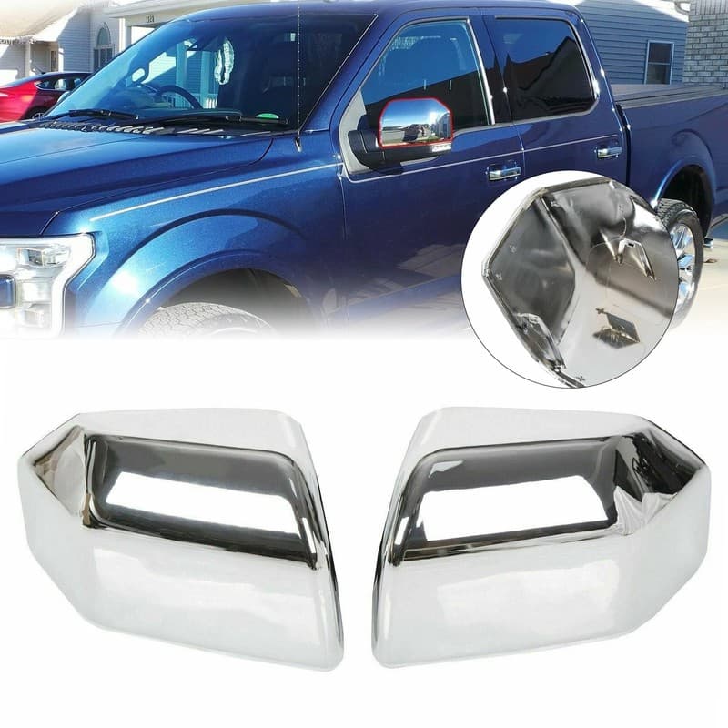 For Ford F-150 Pickup 15-20 Side Rearview Chrome ABS Mirror Covers Replacement