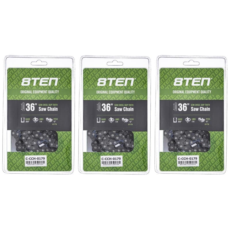 Semi Chisel Skip Tooth Chainsaw Chain 36 Inch .050 3/8 114DL for Stihl 3 Pack