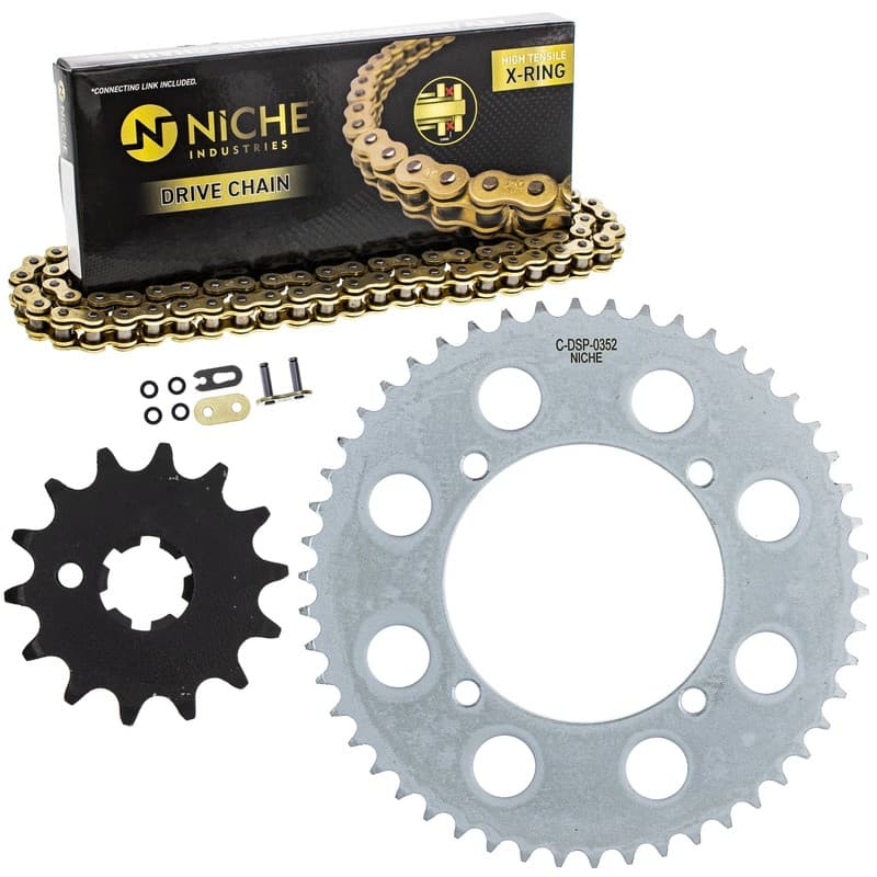 NICHE Sprocket Chain Set Kawasaki KX80 KX85 14/50 Tooth 420 X-Ring Front Rear
