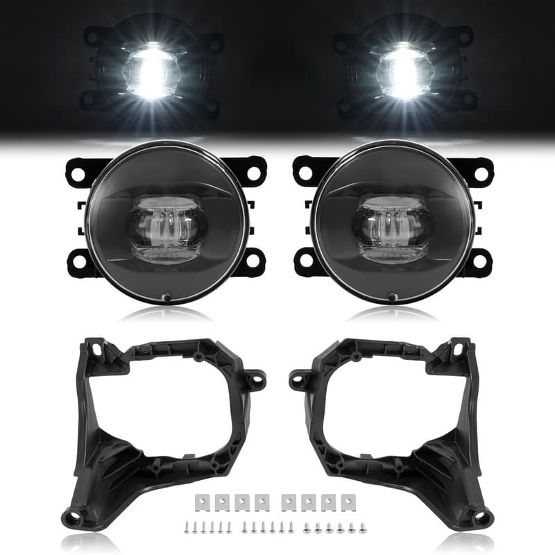 Pair Front Bumper LED Fog Lights W/ABS Bracket For Ford Mustang 2015 2016 2017