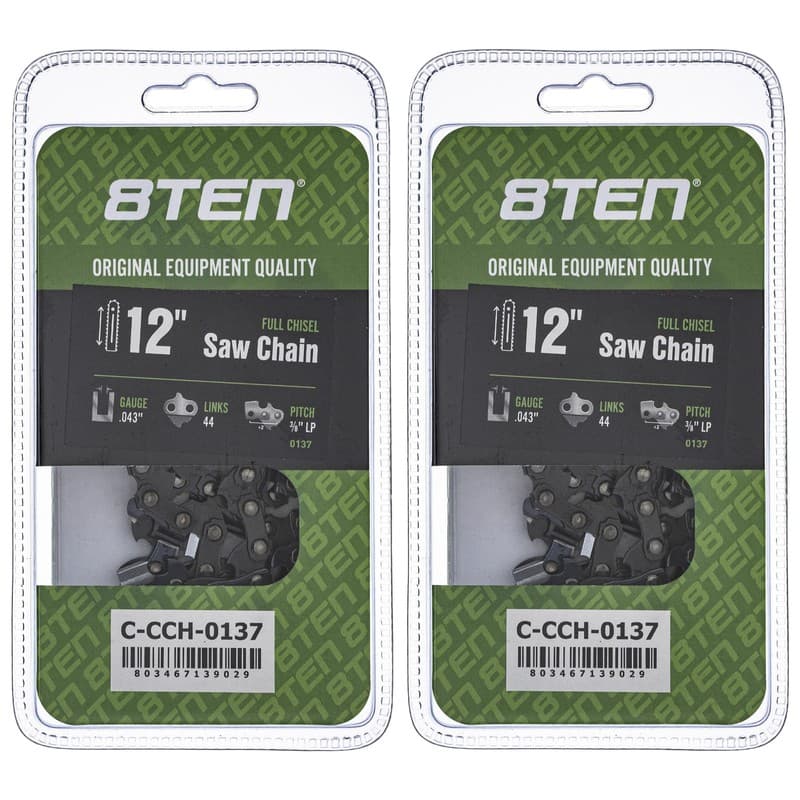 Full Chisel Chainsaw Chain 12 Inch .043 3/8 LP 44DL for Stihl Echo 2 Pack