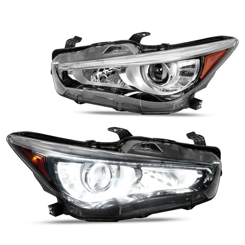 For Infiniti Q50 14-17 W/O AFS LED Projector Headlights Driver & Passenger Side