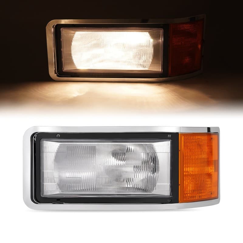 Left Side Headlight+Headlight Bezel For Mack CL600/700 CH 1990-2007 w/Bulb