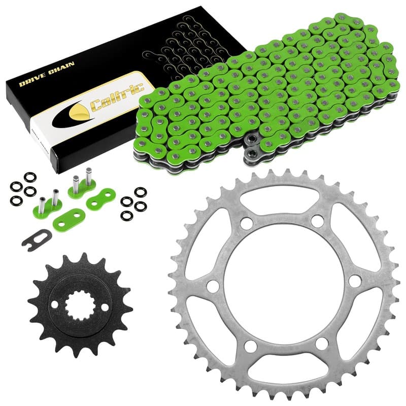 Green O-Ring Drive Chain & Sprockets Kit for Kawasaki ZR550B Zephyr 550 1990-94
