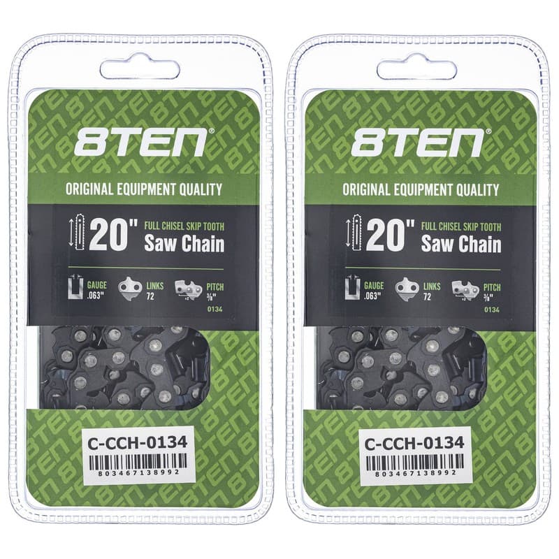 Full Chisel Skip Tooth Chainsaw Chain 20 Inch .063 3/8 72DL for Stihl 2 Pack
