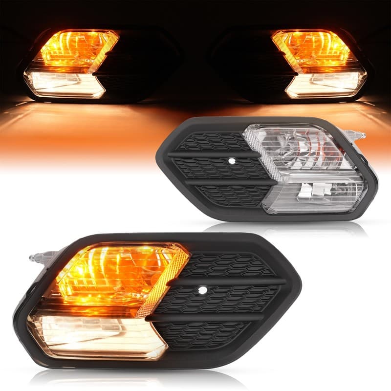 Pair Bumper Driving Fog Lights Lamp W/Black Cover For Ford Escape Kuga 2017-2019