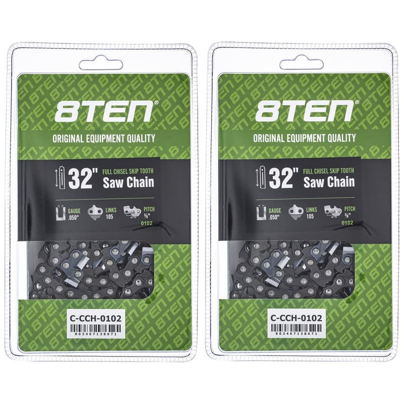 Full Chisel Skip Tooth Chainsaw Chain 32 Inch .050 3/8 105 DL for Echo 2 Pack