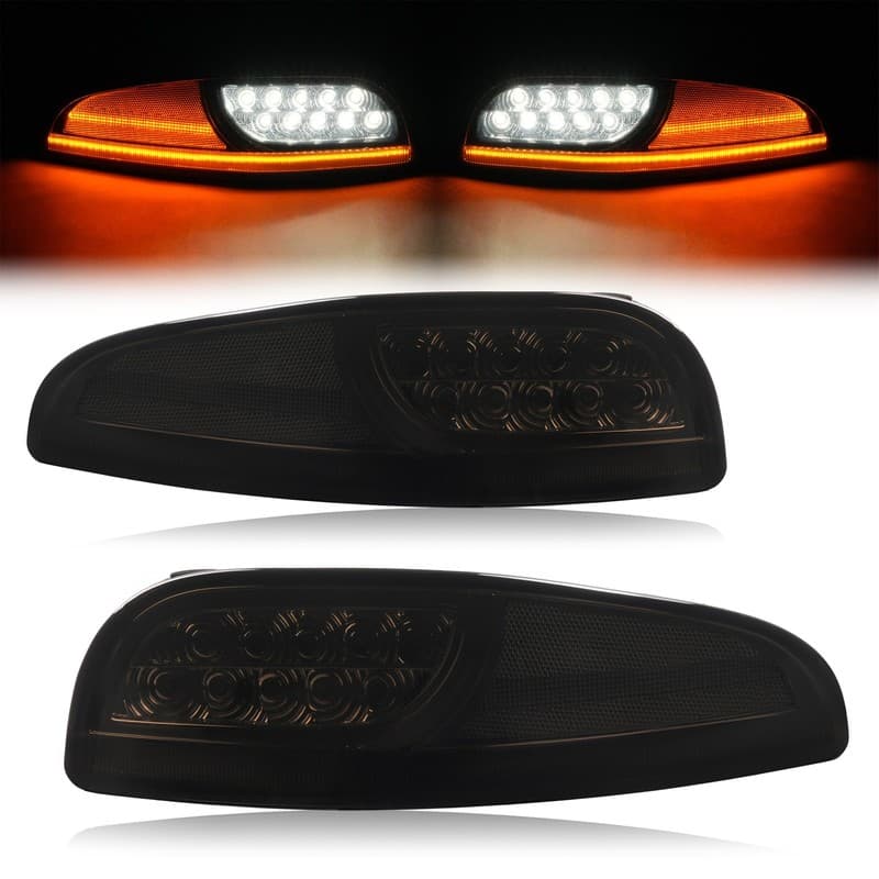 For Chevy Corvette C5 97-04 Smoke Sequential LED Signal Lamp Bumper Corner Light