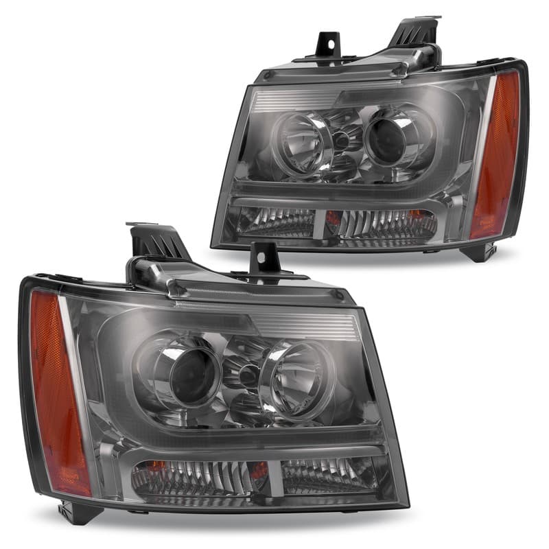 LED DRL Tube Projector Headlight For Chevy Avalanche Suburban Tahoe 2007-2014
