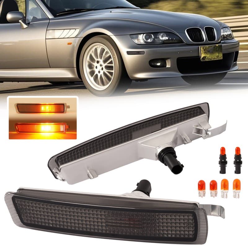2x Bumper Side Marker Lights For BMW Z3 M Coupe Roadster 1996-2002 Smoked Amber