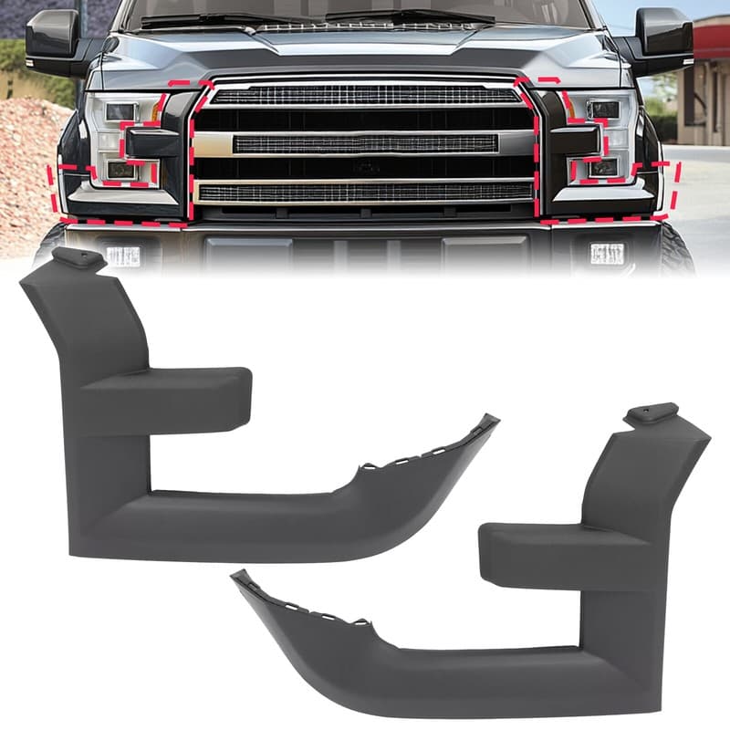 Pair For Ford F150 F-150 2015 2016 2017 Headlight Bezel Molding Trim Black
