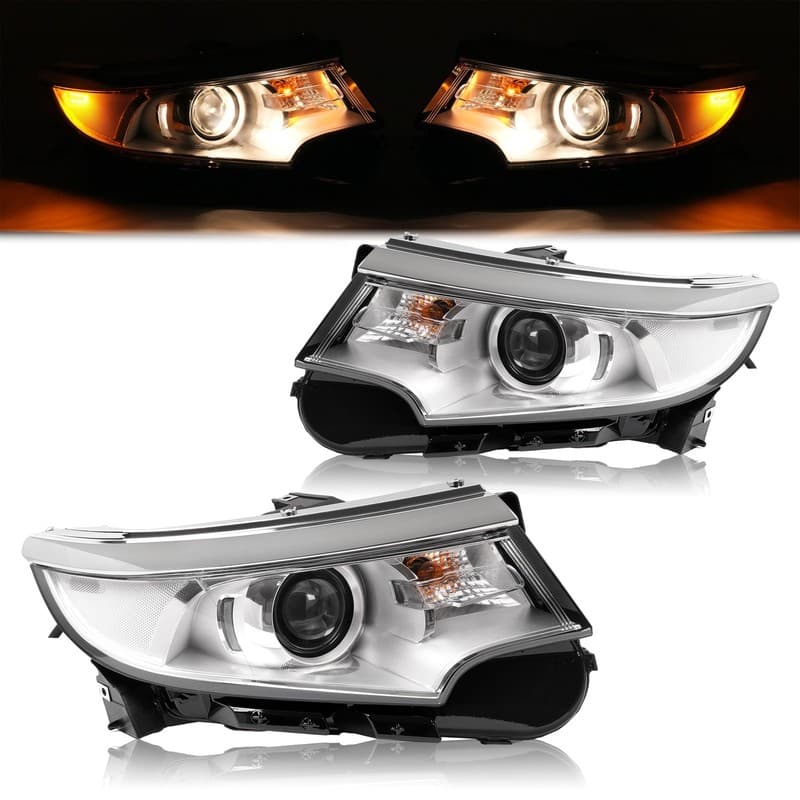 Chrome Projector Headlights For Ford Edge 2011 2012 2013 2014 W/bulbs 5 PLUGS